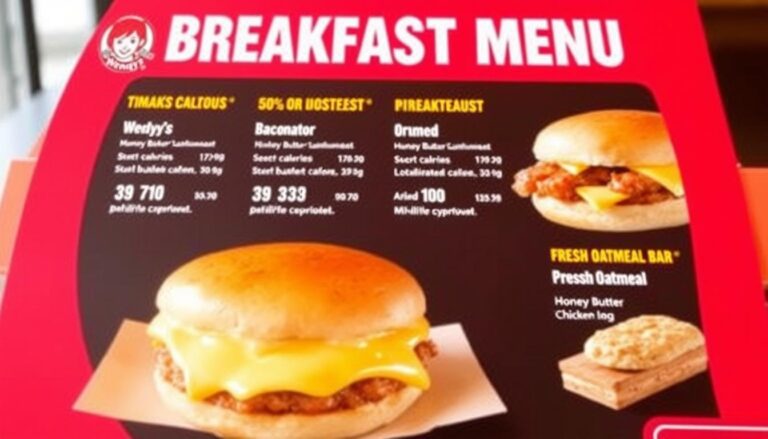 Wendy's Breakfast Menu Nutrition